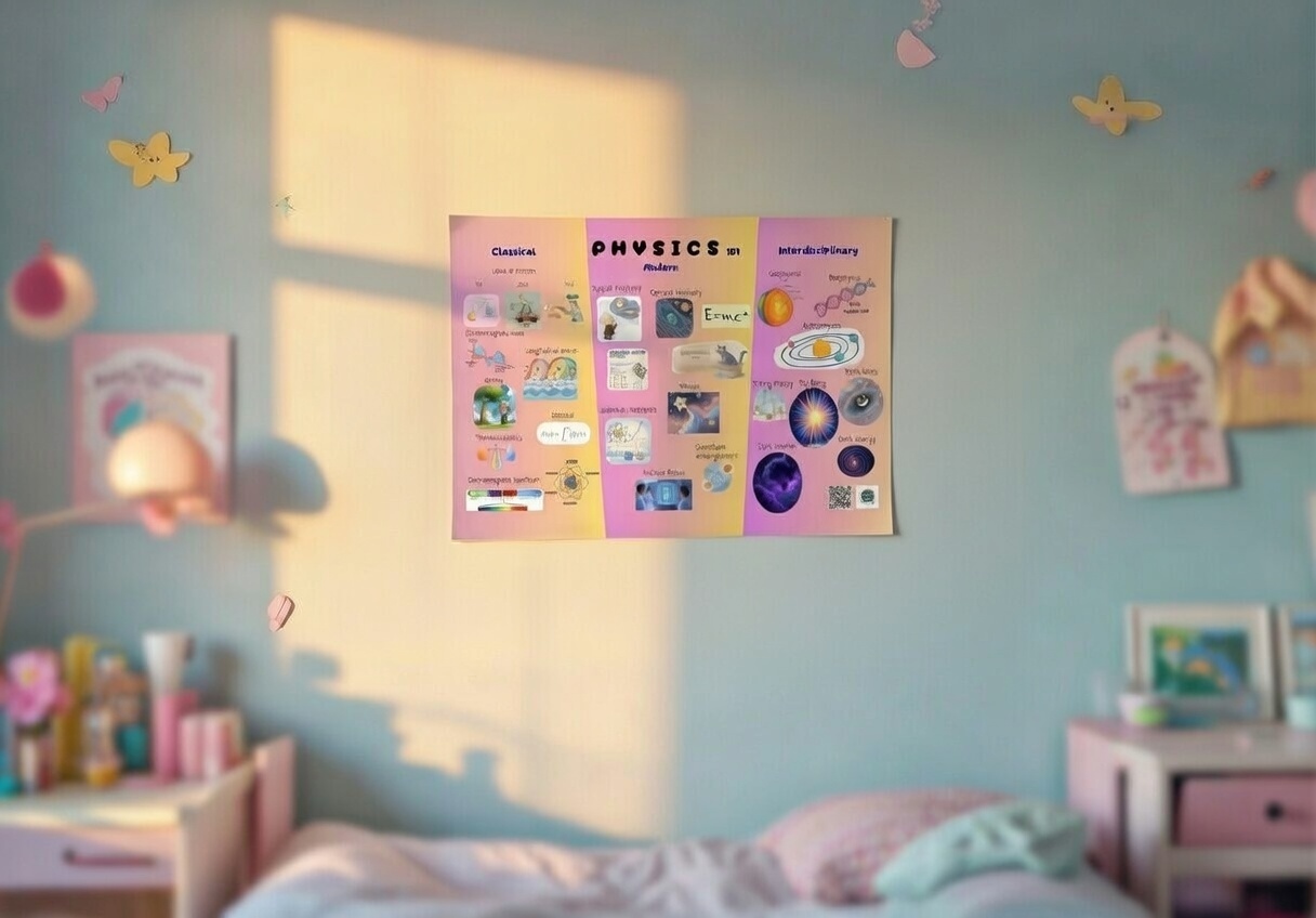 Space-themed kids bedroom with astronomy poster
