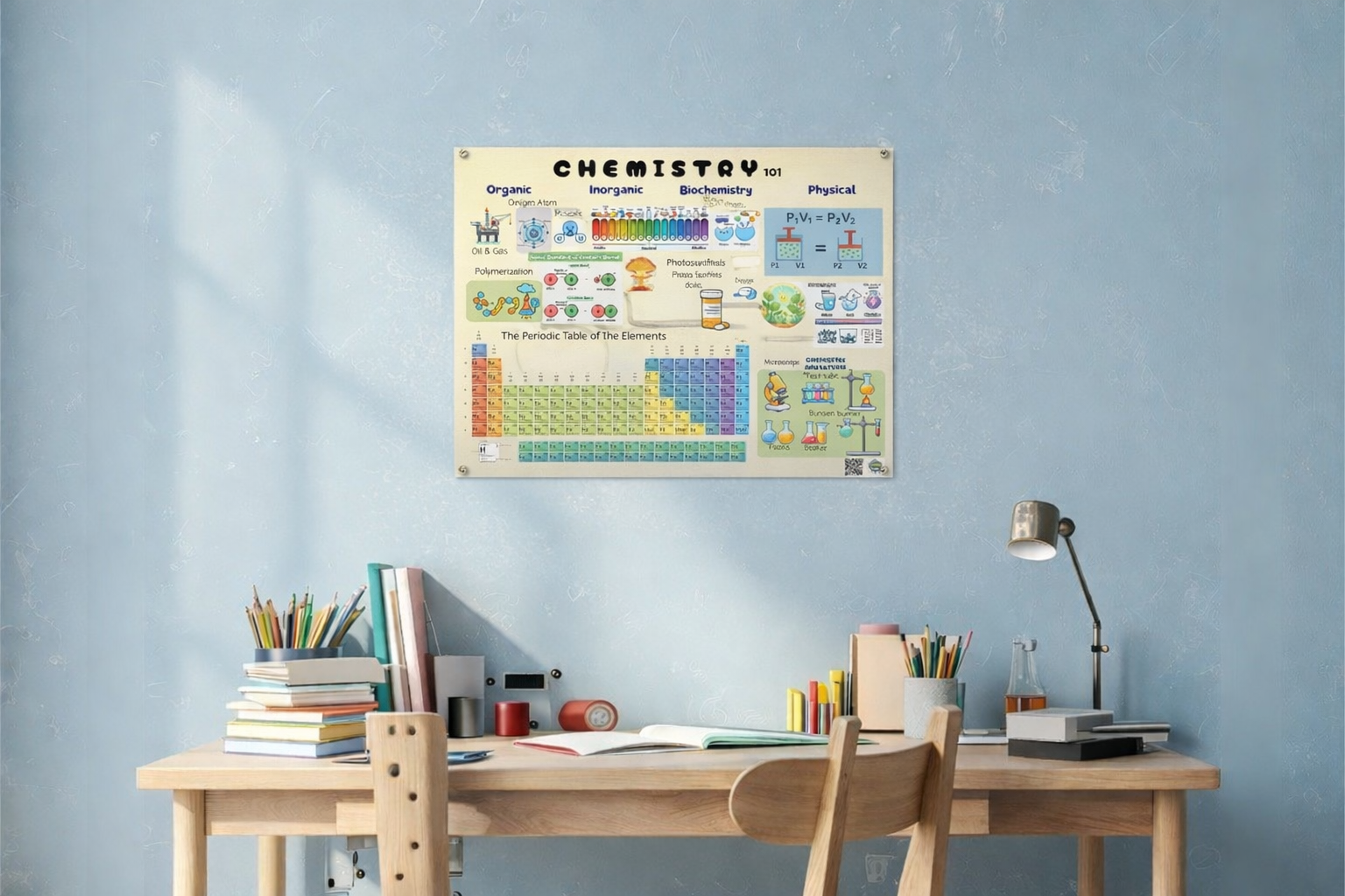 Parent and child learning from a science poster